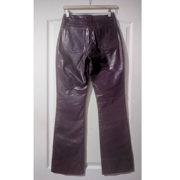 Rudsak | Women’s Bootcut Leather Pants In Eggplant With Faded Finish - Picture 2 of 15